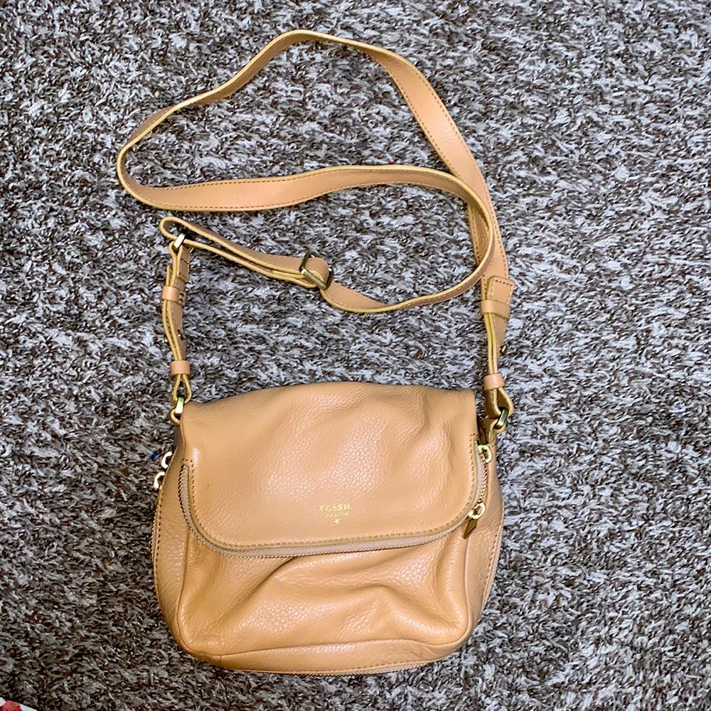 Fossil Camel Tan Color Cowhide Leather Fold Over … - image 1